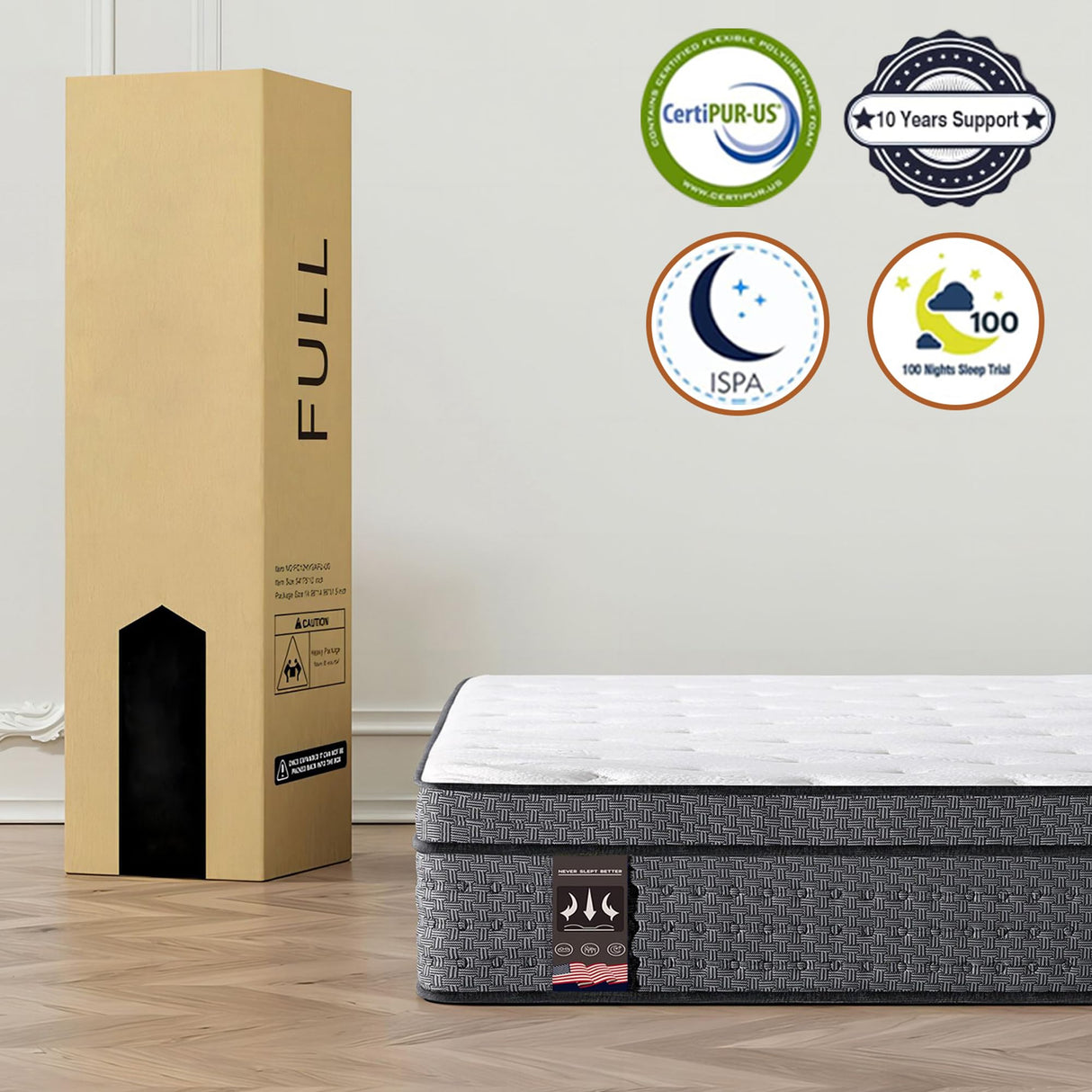 Jum Blueemo Twin XL Mattress 14 inch Colchones Memory Foam Mattress Twin XL Size Hybrid Medium Firm/Extra Lumbar Support/Fireproof Grade III Anti Pilling/Pressure Relief/Certi PUR-US Jum Blueemo