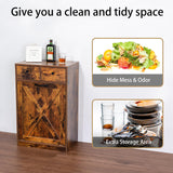 Zedesey 13 Gallon Tilt Out Trash Cabinet with 2 Drawers Wood Hidden Kitchen Recycling Cabinet Free Standing Pet Proof Trash Can Laundry Cabinet for Kitchen (Rustic Brown) Zedesey