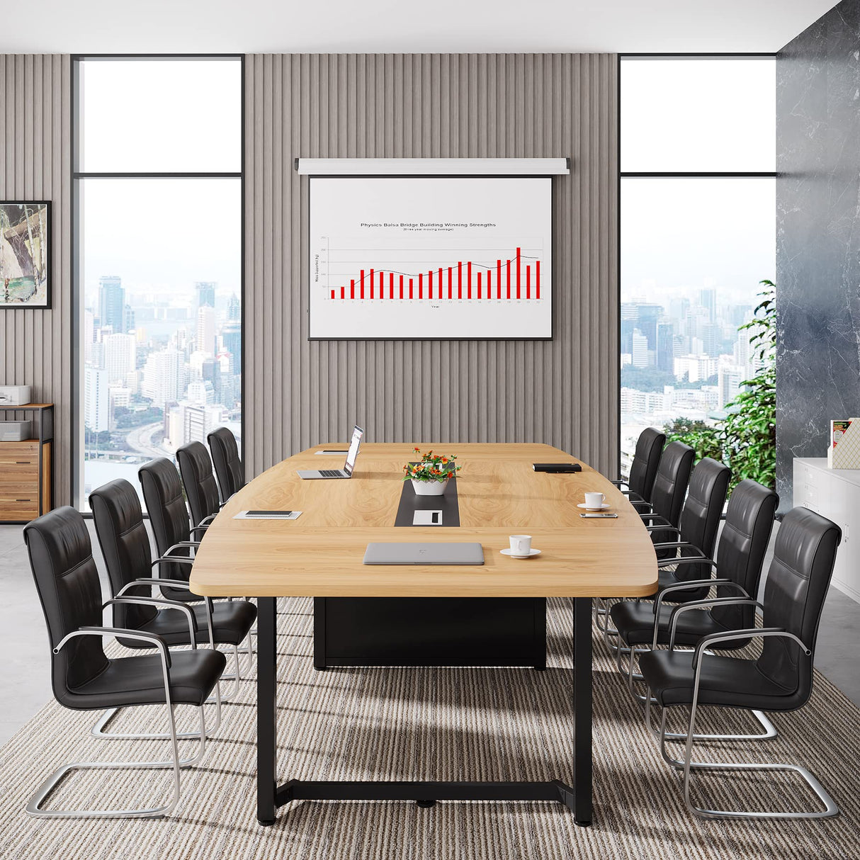 Tribesigns 8FT Conference Table, 94.5L x 47.2W inch Large Meeting Table, Modern Rectangular Seminar Table for Office Meeting Conference Room, Metal Frame Tribesigns