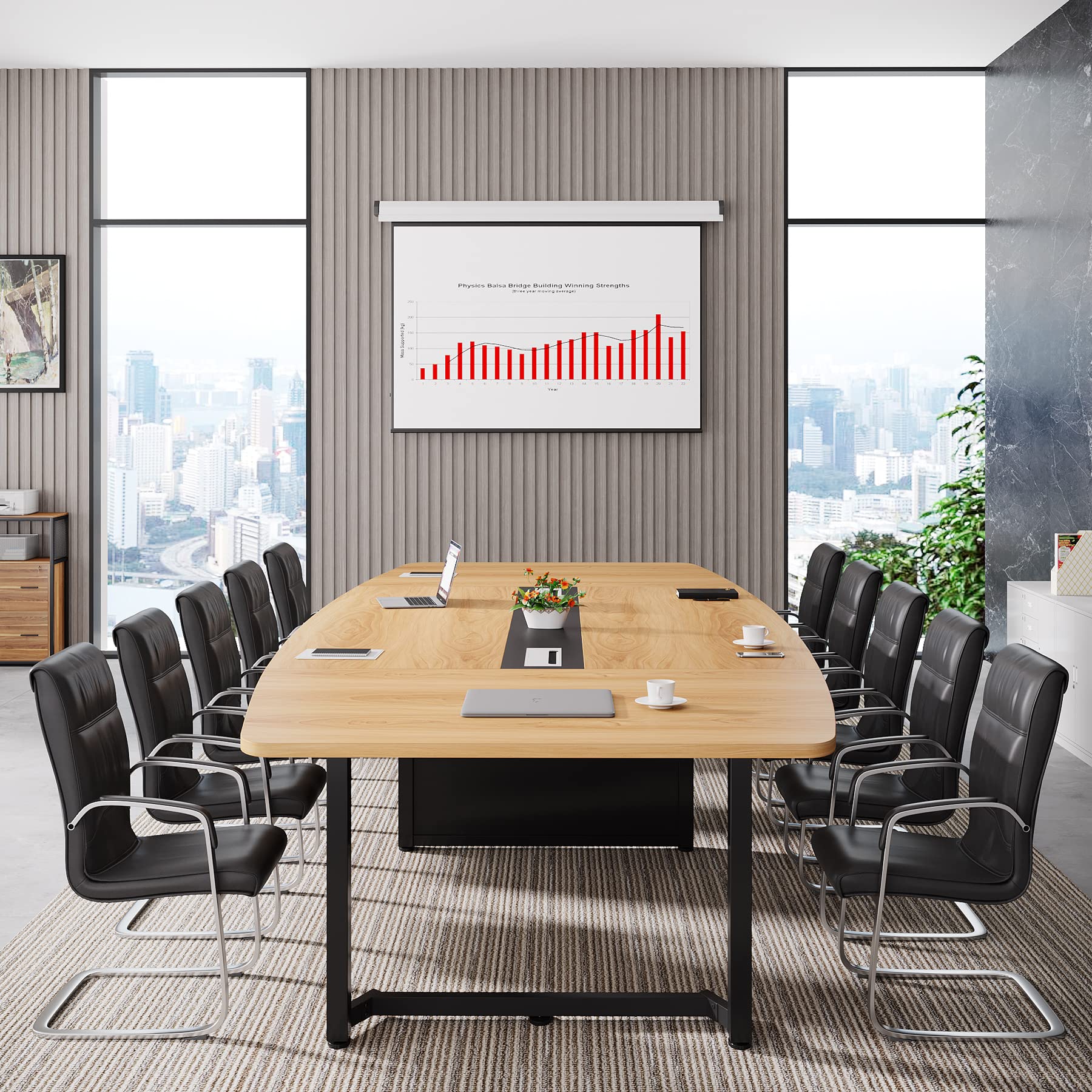 Tribesigns 8FT Conference Table, 94.5L x 47.2W inch Large Meeting Table, Modern Rectangular Seminar Table for Office Meeting Conference Room, Metal Frame - WoodArtSupply