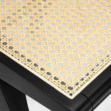 Accent Chair Dining Chairs Set of 2, Solid Wood Frame Boho Rattan Chair, Mid Century Modern Accent Chairs for Living Room Bedroom Dining Room Kitchen(Black) generic