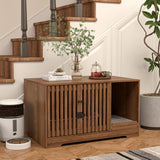 Cat Litter Box Enclosure Furniture, Hidden Litter Box Cabinet with Scratch Pad, Modern Wooden Cat House Washroom End Table for Living Room (Walnut) Athuiline