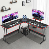 Pazidom L Shaped Gaming Desk, 50 inch Corner Desk, Office Computer Desk with Large Monitor Stand for Home Office Sturdy Writing Workstation, Easy to Assemble, Black Pazidom