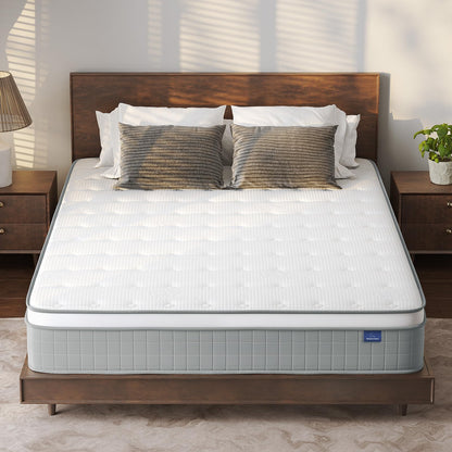 Vesgantti Twin Mattress, 10 Inch Innerspring Hybrid Mattress in a Box, Pressure Relief Pocket Spring Twin Size Mattress with Memory Foam & Breathable Knitted Fabric, Medium Firm, CertiPUR-US