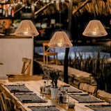 Battery Operated Pendant Light Outdoor Chandelier for Gazebo Hanging Lamp with LED Bulbs Rattan Shade Lantern for Porch Patio Backyard Bedroom Kitchen Decor Powered by 4*AA Batteries EcoGehen