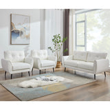 Sofa Couch 61" Small Loveseat Couches for Living Room White Leather Couch Mid Century Modern Tufted Mini Sofa Comfy Office 2 Seat Settee Love Seat Small Couches for Small Spaces Bedroom (3, White) TYBOATLE