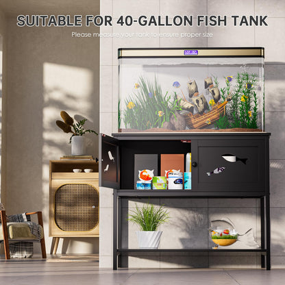 LiebeRen Fish Tank Stand,Aquarium Stand, 40 Gallon Tank Stand, Fashion Black Aquarium Stand, Fish Tank Stand with Cabinet (36.6" L x 18.5" W x 31.5" H) - WoodArtSupply