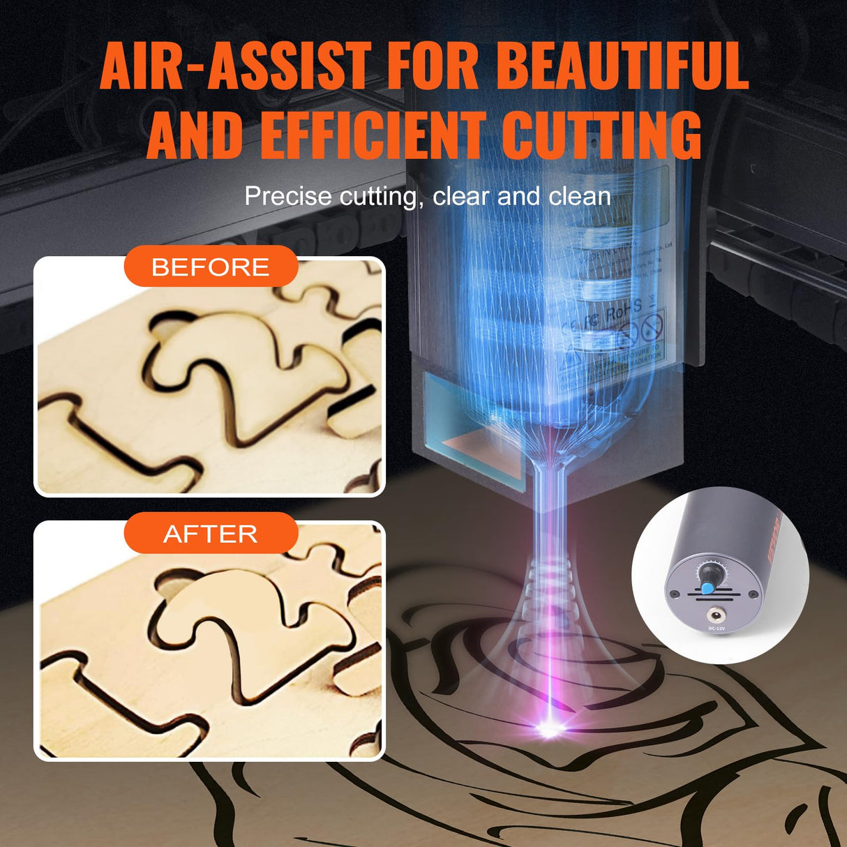 VEVOR, 20W Output Engraving Machine, 15.7" x 15.7" Large Working Area 10000mm/min Movement Speed, Compressed Spot with Eye Protection, Laser Cutter for Wood, Metal, Acrylic, Gray VEVOR