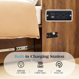 LUXOAK Queen Murphy Bed with Storage and Charging Station, Farmhouse Cabinet Bed, Noise-Free, for Guest Room, Apartment, or Office, Barnwood LUXOAK