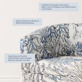 BELLEZE Accent Chairs for Living Room, Elegant Arm Chair Upholstered Tufted Barrel Chair Club Chair for Bedroom with Sturdy Legs and Linen Fabric - Berlinda (Blue Coral) BELLEZE