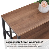 HOMISSUE 84" Industrial Double Wide 7-Tier Bookshelf in Rustic Brown HOMISSUE