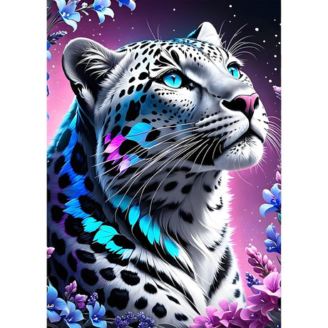 QINRUBB DIY Fantasy Leopard Diamond Painting Kits, Full Drill Flowers Diamond Art Painting Kits for Adults Beginners, DIY 5D Leopard Painting by Numbers Diamond Art Kits for Home Decor 12x16 inch QINRUBB