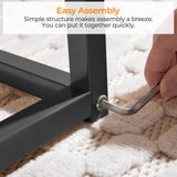 Yaheetech Coffee Table, Tempered Glass Coffee Table, Modern Simple Center Table w/Geometric-Inspired Design & Metal-Frame & Easy Assembly & Open Storage Shelf for Living Room, Office, Black Yaheetech