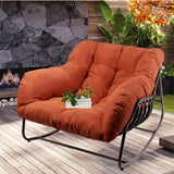 TXGDPIONEER Outdoor Papasan Rocking Chair, Oversized Patio Rocking Chairs with Padded Cushion& Pillow-Comfortable Rocker Egg Chair for Front Porch, Garden, Patio, Backyard,1PC,Red TXGDPIONEER