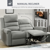 HOMCOM 2 Seater Recliner Sofa with Manual Pull Tab, Fabric Reclining Sofa, RV Couch, Home Seating, Gray HOMCOM