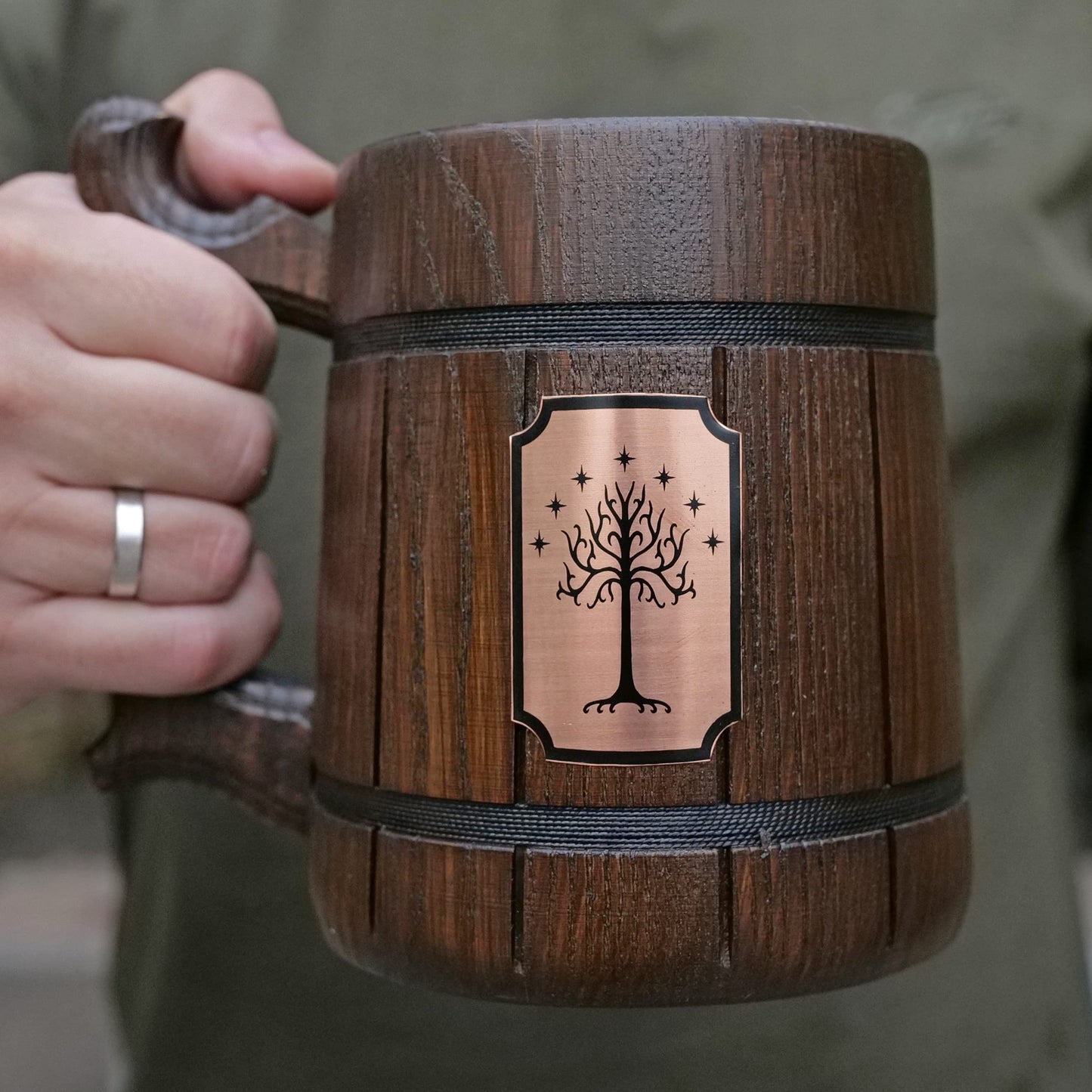 Tree Of Gondor Mug. Lord Rings Mug. Hobbit Mug. Wood Beer Steins. Gift Frodo Wooden Beer Mug Tankard. Gondor Mug. Hobbit Gift #97/0.6L / 22 ounces - WoodArtSupply