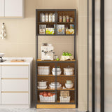 VECELO 72in Tall Kitchen Pantry Cabinet with Doors and Shelves, Large Freestanding Storage Cupboard with Countertop Hutch, Rustic Brown VECELO