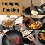 Wood Spatula Set for Cooking, 3Pcs Kitchen Utensils Set for Nonstick Cookware Wooden Cooking Utensils with Fried Spatula, Slotted Spatula, Solid Turner Cooking Utensils Kitchen Tools Nuloofen