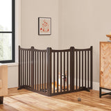 Yaheetech 36" H Extra Tall Freestanding Pet Gate 4-Panel Wooden Dog Fence with 2 Support Feet Folding Dog Gate for Indoor, Stairs, Doorway, Halls, Kitchen Wooden Pet Barrier Espresso, 79.5" L x 36" H Yaheetech