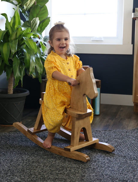 AmishToyBox.com Wooden Rocking Horse Toddler Ride-On Toy (Harvest Stain) AmishToyBox.com