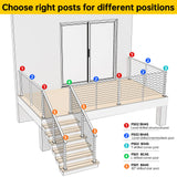 Muzata 4Pack Black Super Thin Intermediate Cable Railing Post 36 Inch 36"x3/8"x2" Level Drilled Surface Mount T304 Stainless Steel Cable Railing System Kit Indoor Outdoor PS32 BH4S Muzata