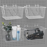 Sieral 4 Pack Pegboard Baskets, Pegboard Hooks Assortment Various Tools Storage, Pegboard Parts Storage System Peg Board Workbench Metal Wire Shelves for Organizing Hardware Attachments Sieral