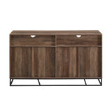 Walker Edison Angled Door Cabinet-Sideboard-Buffet with Open Shelf Storage, 58, Rustic Oak Walker Edison