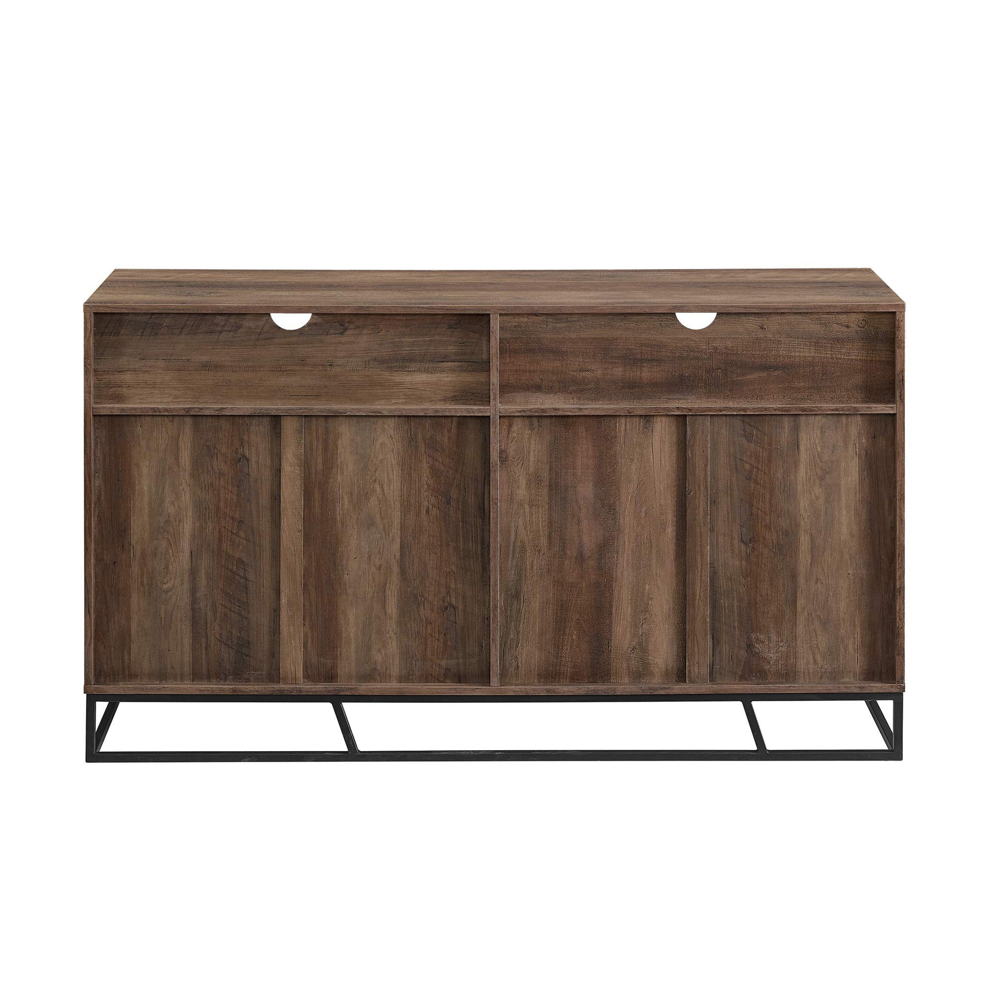 Walker Edison Angled Door Cabinet-Sideboard-Buffet with Open Shelf Storage, 58, Rustic Oak - WoodArtSupply