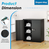 Superday 36" Locking Garage Storage Cabinet, Black Metal Storage Cabinet with Locking Doors and Adjustable Shelves, Steel Lockable Cabinets, Tool Cabinets for Home Office Garage School Superday