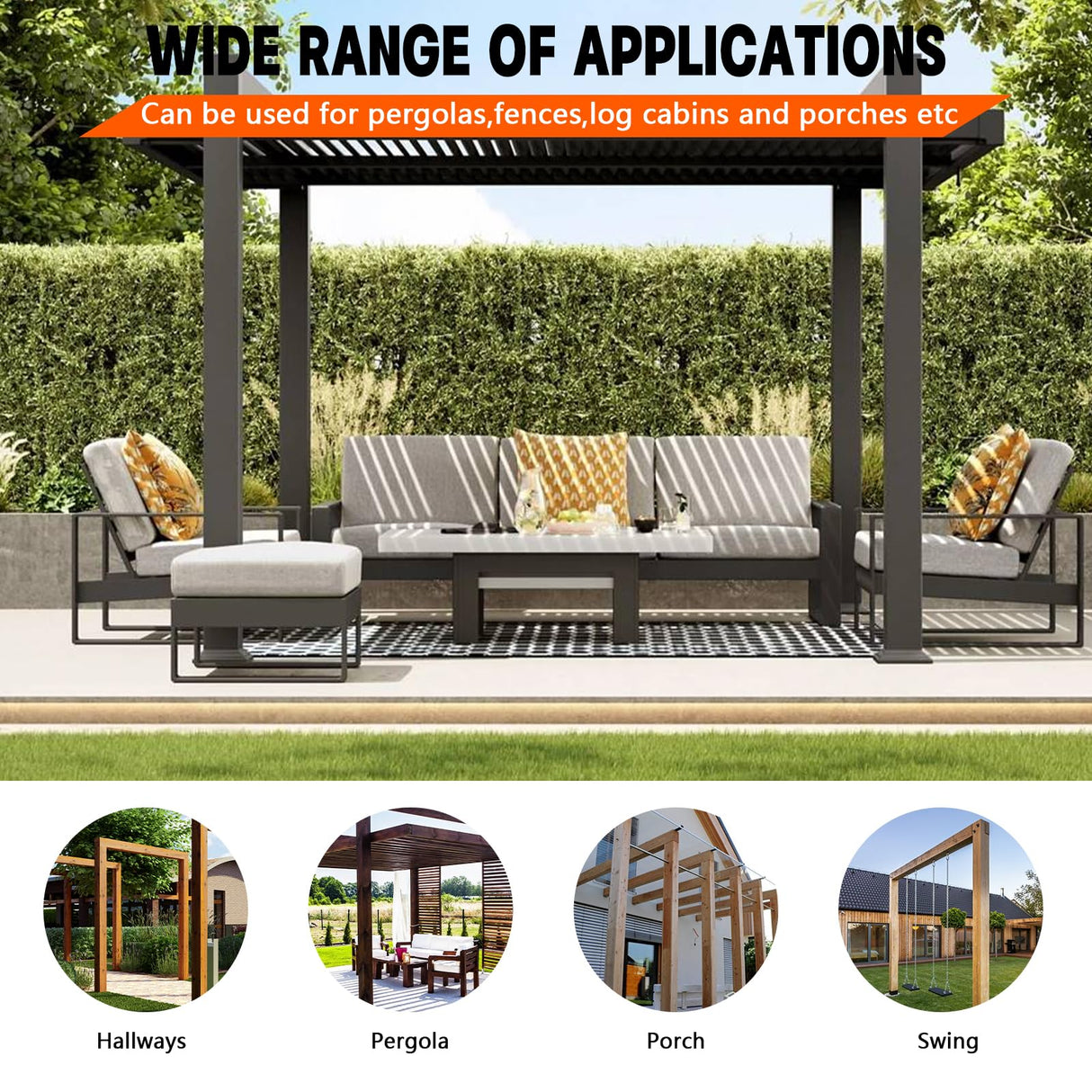 ITeVe.GD Pergola DIY Bracket Kits,2-Way "L" Shaped Corner Brackets for 4" x 4"(Actual:3.5" x 3.5") Lumber for Outdoor Pergola,Proch,Log Cabin W/Hardware - 1Pack ITeVe.GD