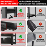 Notmise Book Shelf, 5 Tier Metal Wide Bookshelves, 78" H, Heavy Duty Bookcase, Adjustable Bookshelf, Tall Book Shelf for Living Room & Offices and Library (78" H*47" W*18" D) Notmise