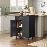 CHOEZON Kitchen Island Cart with Storage, Kitchen Island Table with Charging Station, Rolling Island Cart for Kitchen, 3 AC Outlets, Expandable Tabletop, Black and Rustic Brown MZD01UBFN1 CHOEZON