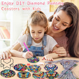 Mrnsiet 8 Pcs Butterfly Diamond Painting Coasters Kits with Holder, DIY Butterfly Diamond Art Coaster Non Slip Coaster for Tabletop Protection 4x4 Inch Mrnsiet