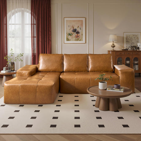 ovios Sectional Cloud Couch for Living Room, Modular Floor Sofa with Plush Corduroy, No Assembly Required, Big Comfy Couches Set with Fluffy Memory Foam, Stupendous U Shaped Sofas with Chaise, Brown ovios