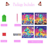 O&BTRC01 Diamond Painting -Dragon Diamond Art Kits Dinosaurs Gem Diamond Art Painting for Beginners 4 Pack O&BTRC01
