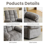 Oversized Swivel Rocker Recliner with Massage and Heat, 26" Extra Wide Manual Recliner for Adults & Big Man, Overstuffed Rocking Chair with High Back for Living Room, Grey Chenille RUTOX