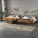 Queen Over Queen Bunk Bed, Heavy Duty Metal Bunk Beds with Ladder for Kids Adults, Space-Saving Bunk Bed with Safety Guardrails and Wood Headboard, Convertible into 2 Beds, No Box Spring Needed, Black RuiSiSi