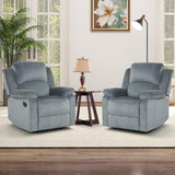 CANMOV Manual Recliner Chair Set of 2, Soft Fabric Overstuffed Recliner Single Sofa Chair for Living Room, Heavy Duty and Safety Reclining Mechanism (Blue Grey) CANMOV