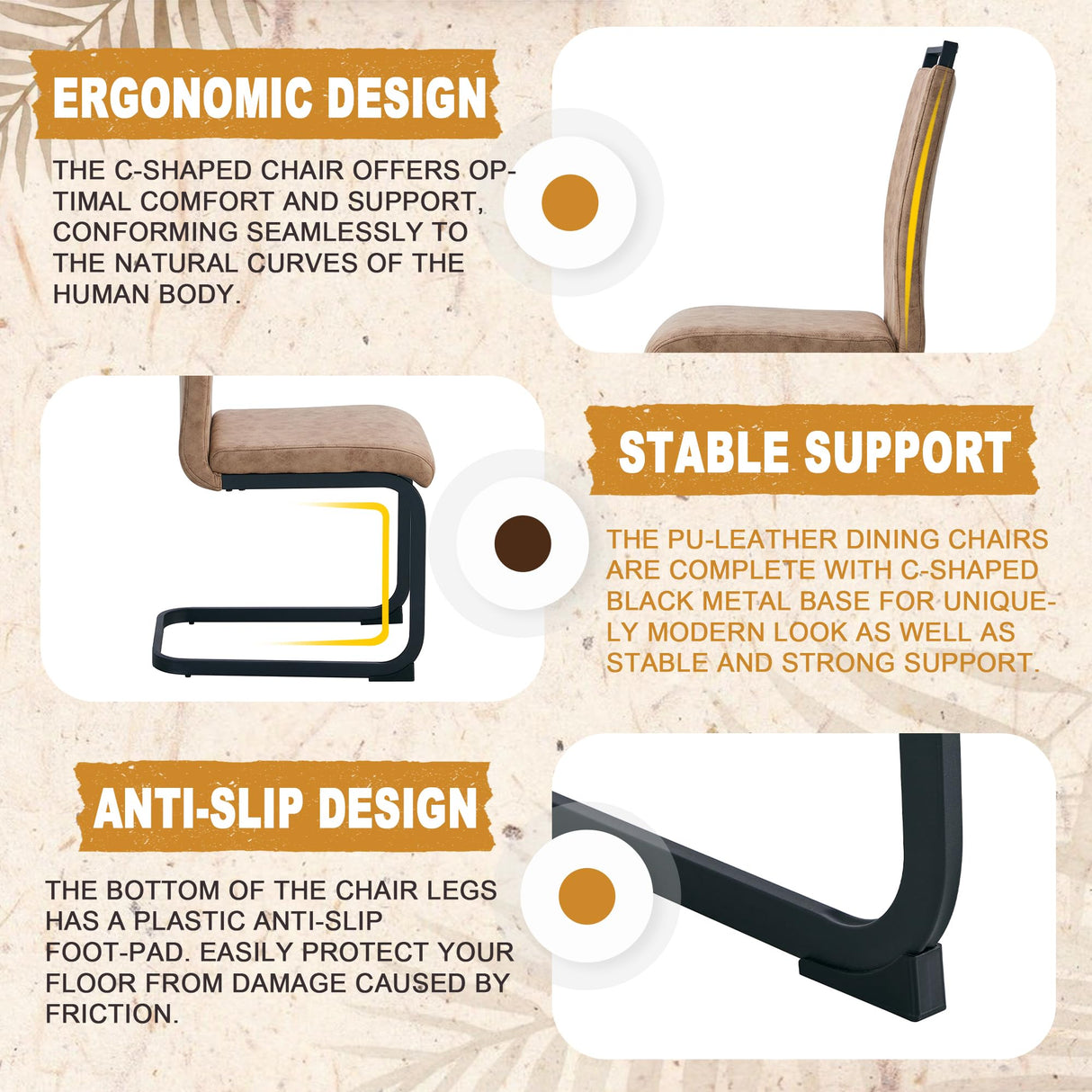 Btikita Dining Table Set for 6, Kitchen Table Chairs Set of 6, Modern Dining Room Set with 63 inch Wood Dinner Table Leather Upholstered Chairs for Kitchen (Brown, Wood Table with 6 Chairs) Btikita