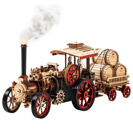 RoWood 3D Puzzles for Adults,Steam Engine Model Kit,1:28 Scale Mechanical Steam Locomotive Wooden Puzzle,469PCS,Assembly Time 6H, Awesome Gifts for Adults&Teens rowood