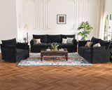 ABCASA Oversized Loveseat Sofa, Modern Modular Sectional Couch Black Fluffy Chenille Mid Century 2-Seat 24.5" Deep Seat for Apartment, Living Room, Bedroom ABCASA