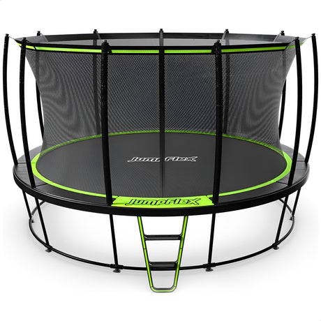 JumpFlex Large Round Recreational Backyard Trampoline & Net, 12 ft, Green/Black Jumpflex