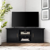Crosley Furniture Camden Corner TV Stand for 65+ inch TVs, Entertainment Center with Storage Shelves, Black Crosley Furniture