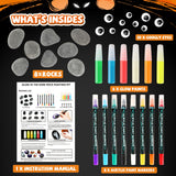 JULEASEL Rock Painting Kit, Glow in The Dark Rock Craft Paint Kits, Arts and Crafts for Kids Ages 6-12, Holiday DIY Crafts for Girls & Boys with Mess-Free Pens Markers JULEASEL