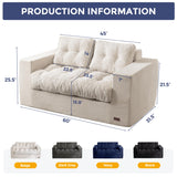 MAXYOYO Bean Bag Chair for Adults, Upholstered Floor Sofa with Armrests, Loveseat Boneless Couch with Tufted Cushion & Backrest, Sofa in A Box, Large Bean Bag Couch for Bedroom Living Room, Beige MAXYOYO