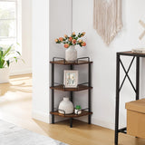 Tajsoon 3-Tier Industrial Corner Shelf Stand in Rustic Brown - Versatile Display Unit for Any Room Tajsoon