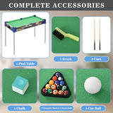 RAYKEEP 32” Mini Pool table, Removable Portable Billiards Table for Kids Adults, Compact and Space Saving Pool Table with 2 Cues, 16 Balls, Triangle, Chalk, Brush for Family Indoor Game(Green RAYKEEP