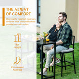 PIZZELLO 6 Piece Outdoor Patio Bar Set, 2 PCS 47" Rectangular Counter Height High Top Bar Tables with Wheels, 4 Cushioned Bar Stools, Metal Bar Table and Chairs Set for Balcony, Backyard, Porch PIZZELLO