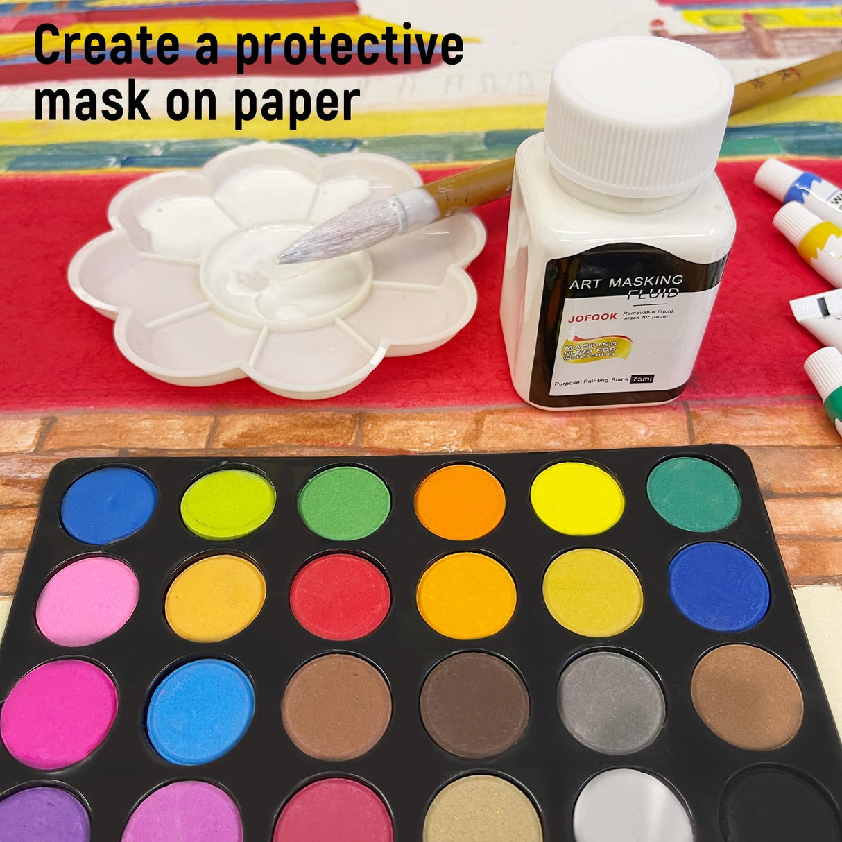 JOFOOK 150-Milliliter Watercolor Art Masking Fluid,For Ink-Watercolor-Gouache-Painting & Illustration,Two Bottles JOFOOK