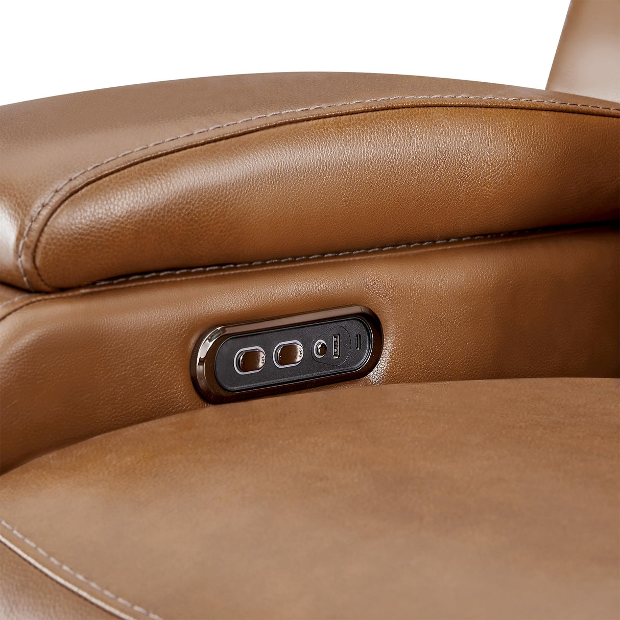 Watson & Whitely Genuine Leather Power Recliner Chairs for Adults, Zero Gravity Recliner with Power Headrest & Hidden Storage, Electric Reclining Sofa Chair for Living Room, Home Office, Saddle Brown Watson & Whitely